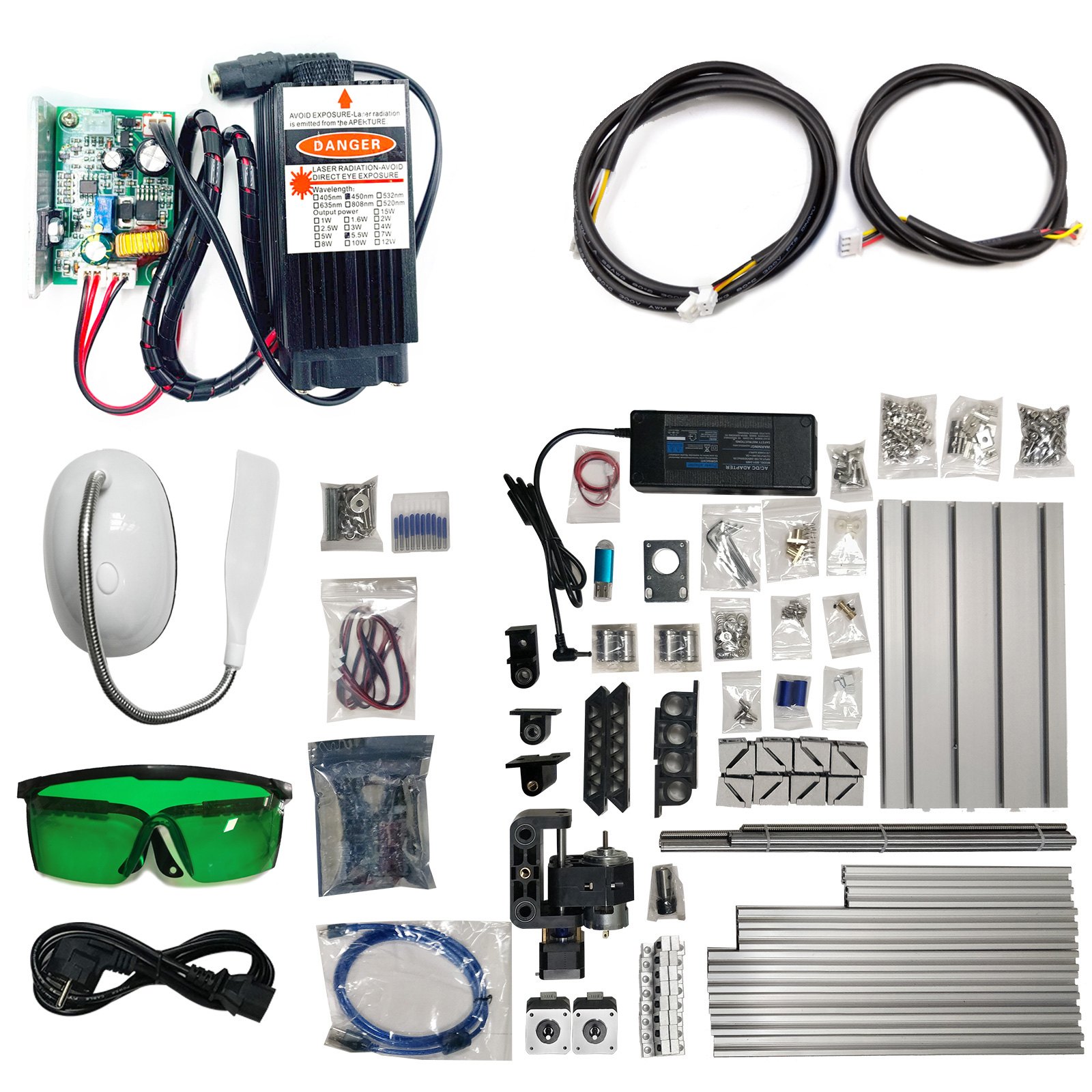 Máquina De Grabado De 3 Ejes Cnc 2418 5500mw Kit De Router Grbl Para Madera Pvc