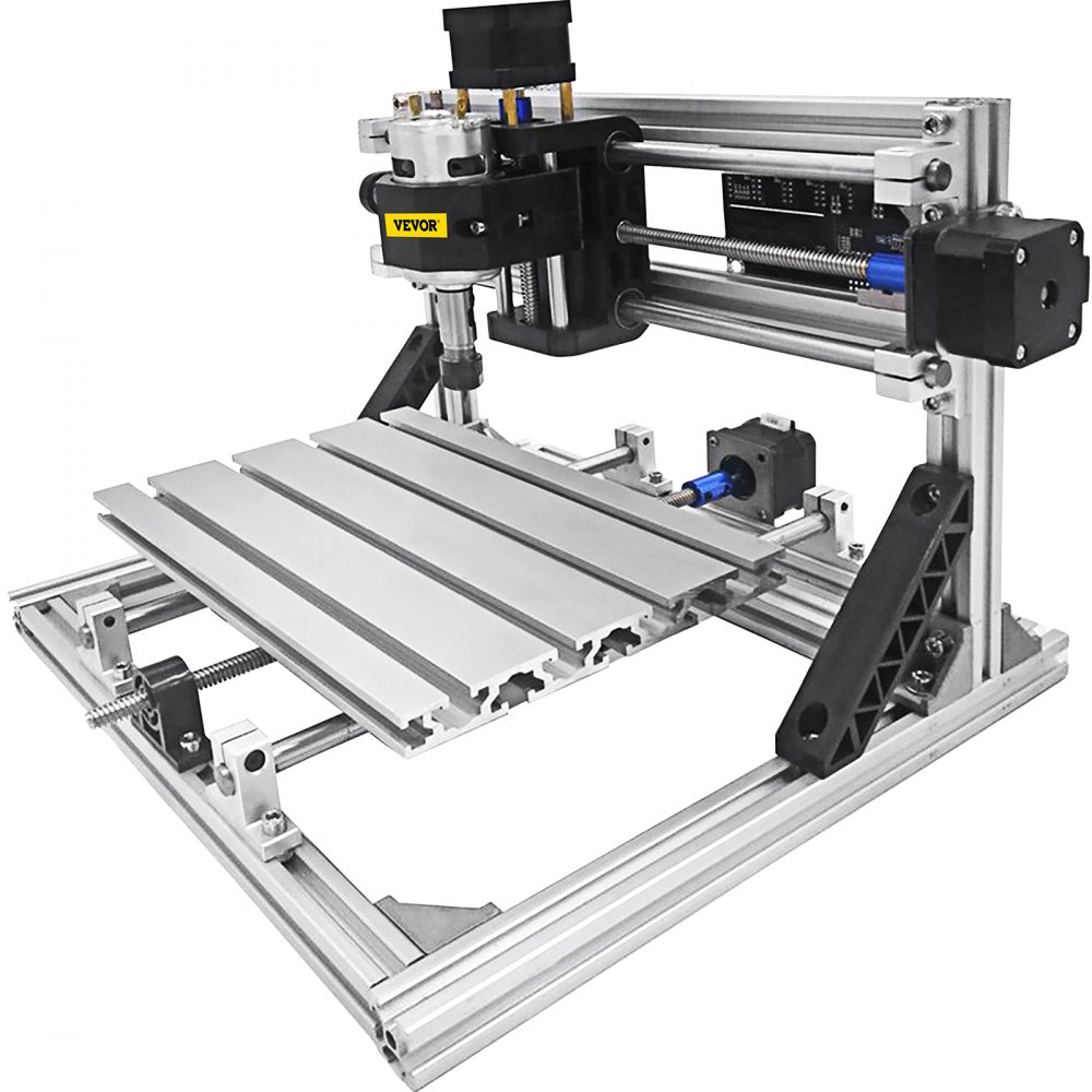 VEVOR Máquina Láser de Grabado, Recorrido de Trabajo 9,4"x7,1"x1,6", GRBL Control CNC Máquina de 3 Ejes, con Varillas de Extensión de 5mm, Máquina de Grabado CNC 2418 DIY, de Perfiles de Aluminio 2020