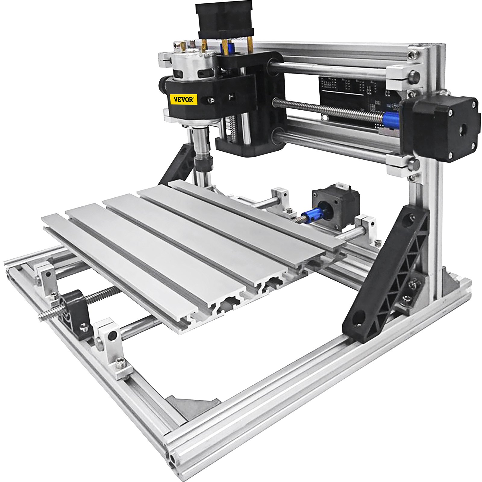 VEVOR Máquina Láser de Grabado, Recorrido de Trabajo 9,4"x7,1"x1,6", GRBL Control CNC Máquina de 3 Ejes, con Varillas de Extensión de 5mm, Máquina de Grabado CNC 2418 DIY, de Perfiles de Aluminio 2020
