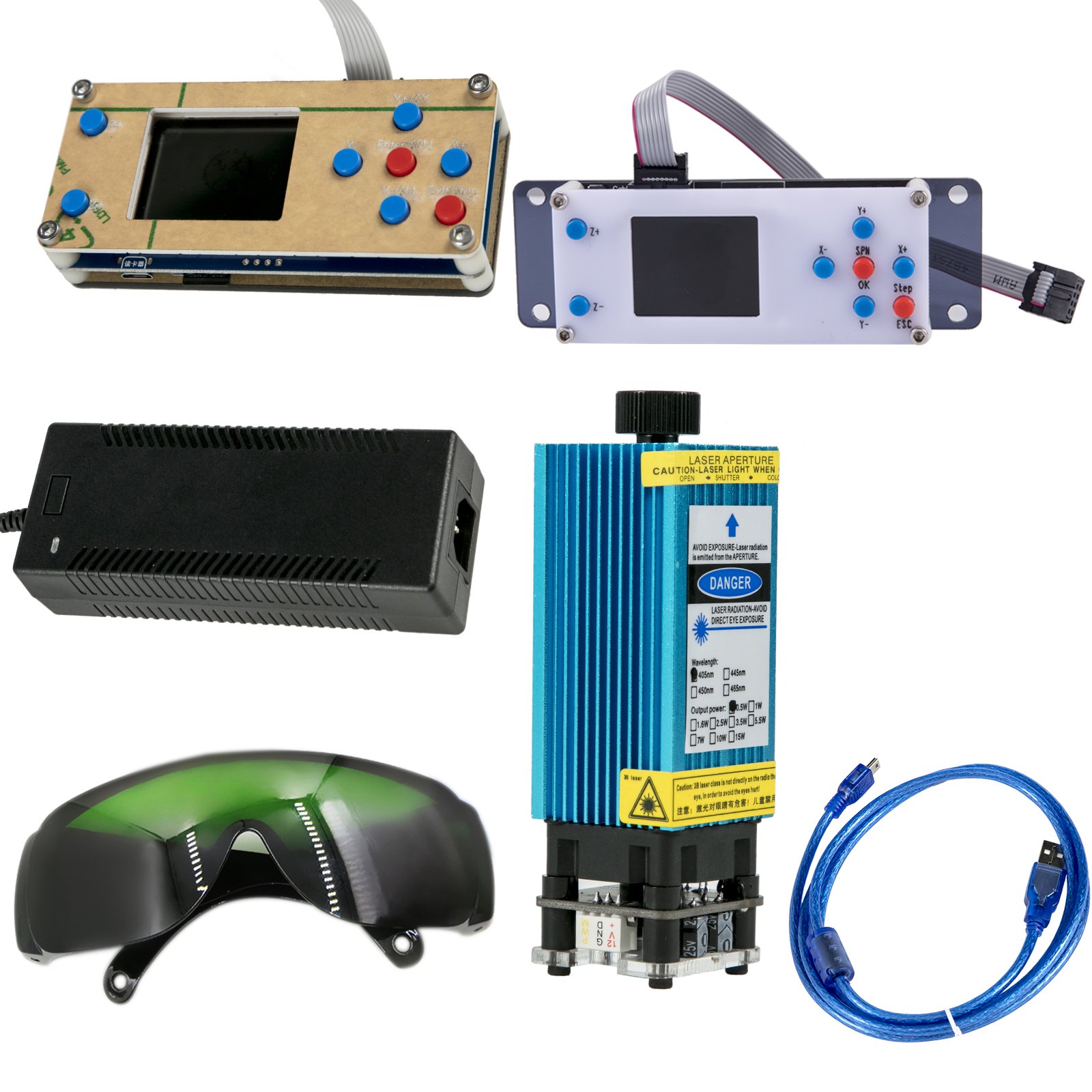 VEVOR Fresadora CNC 3018 Máquina de Grabado de 3 Ejes Fresadora Kit de Enrutador CNC 500mw Láser USB y Control Sin Conexión