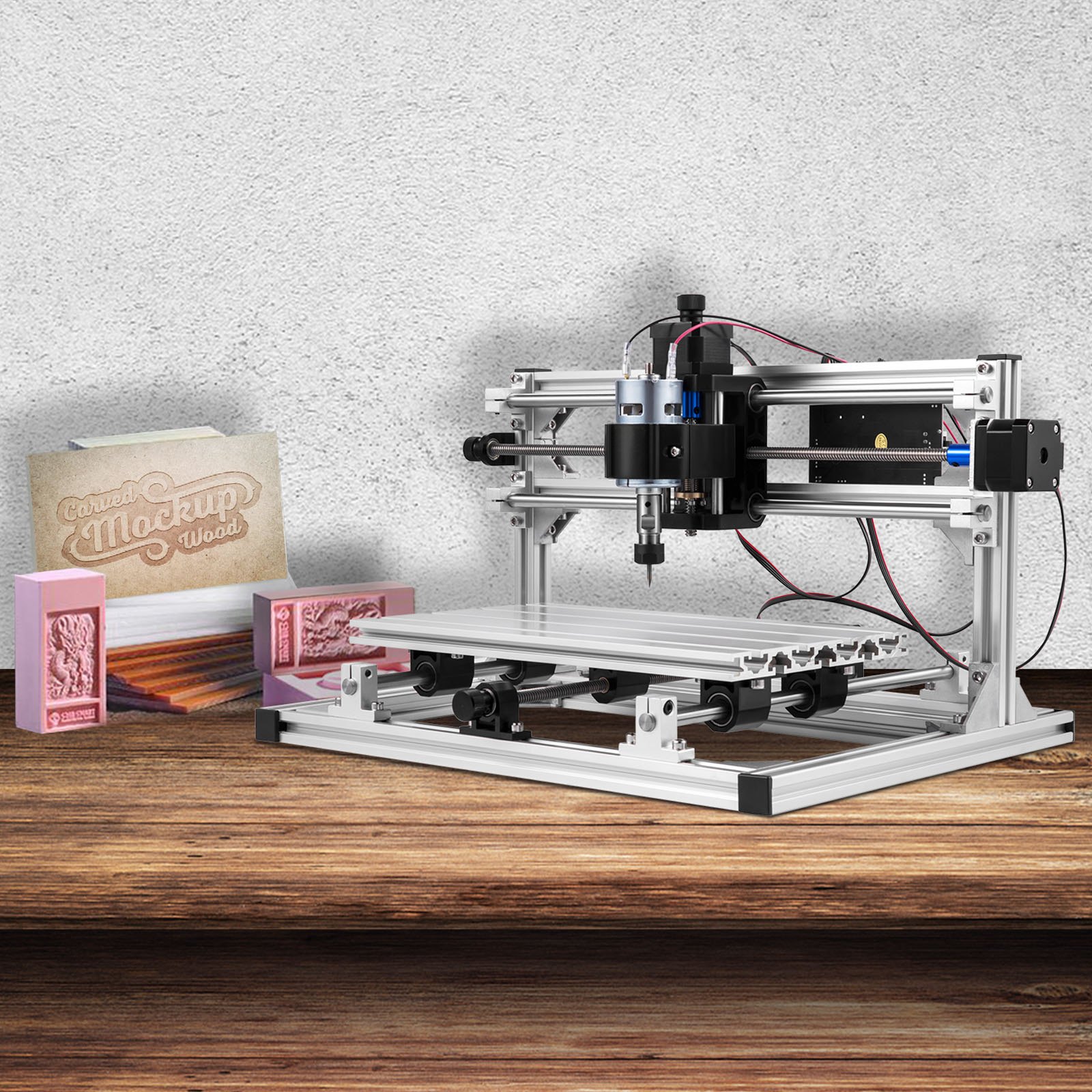 VEVOR Máquina de Grabado CNC 3018 DIY Grabador Láser de 500 mw GRBL Control Máquina de Grabado Recorrido de Trabajo 30 x 18 x 4,5 cm Máquina CNC Láser de 3 Ejes con Varillas de Extensión de 5 mm