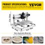 VEVOR Máquina de Grabado CNC 3018 DIY, Tablero de Control GRBL, Máquina de Grabado Láser, Recorrido de Trabajo: 11,8"x7,1"x1,8", Máquina CNC Láser de 3 Ejes Refinados, con Varillas de Extensión de 5mm