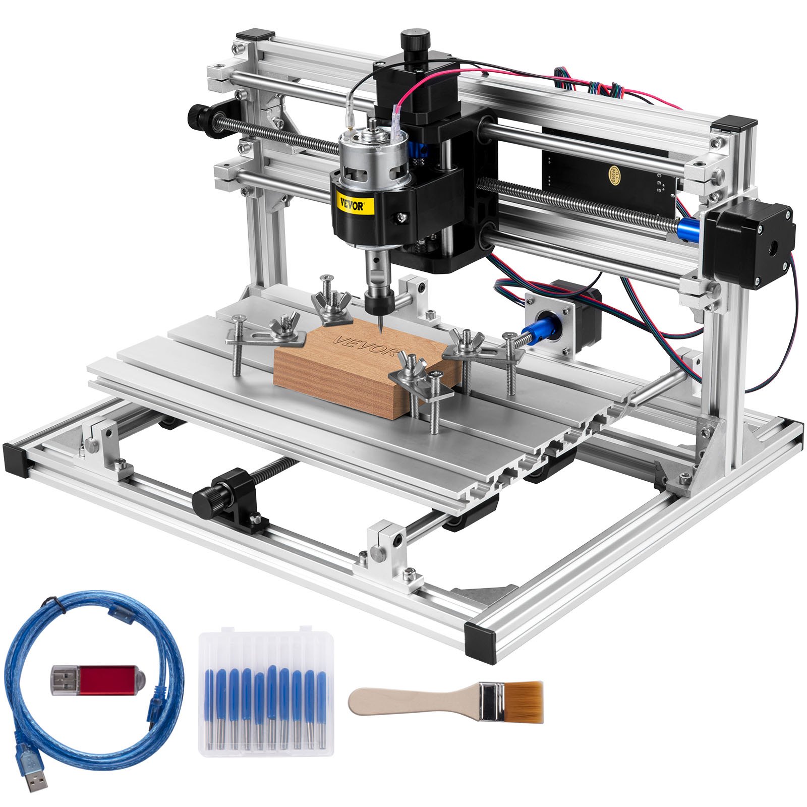 VEVOR Máquina de Grabado CNC 3018 DIY, Tablero de Control GRBL, Máquina de Grabado Láser, Recorrido de Trabajo: 11,8"x7,1"x1,8", Máquina CNC Láser de 3 Ejes Refinados, con Varillas de Extensión de 5mm