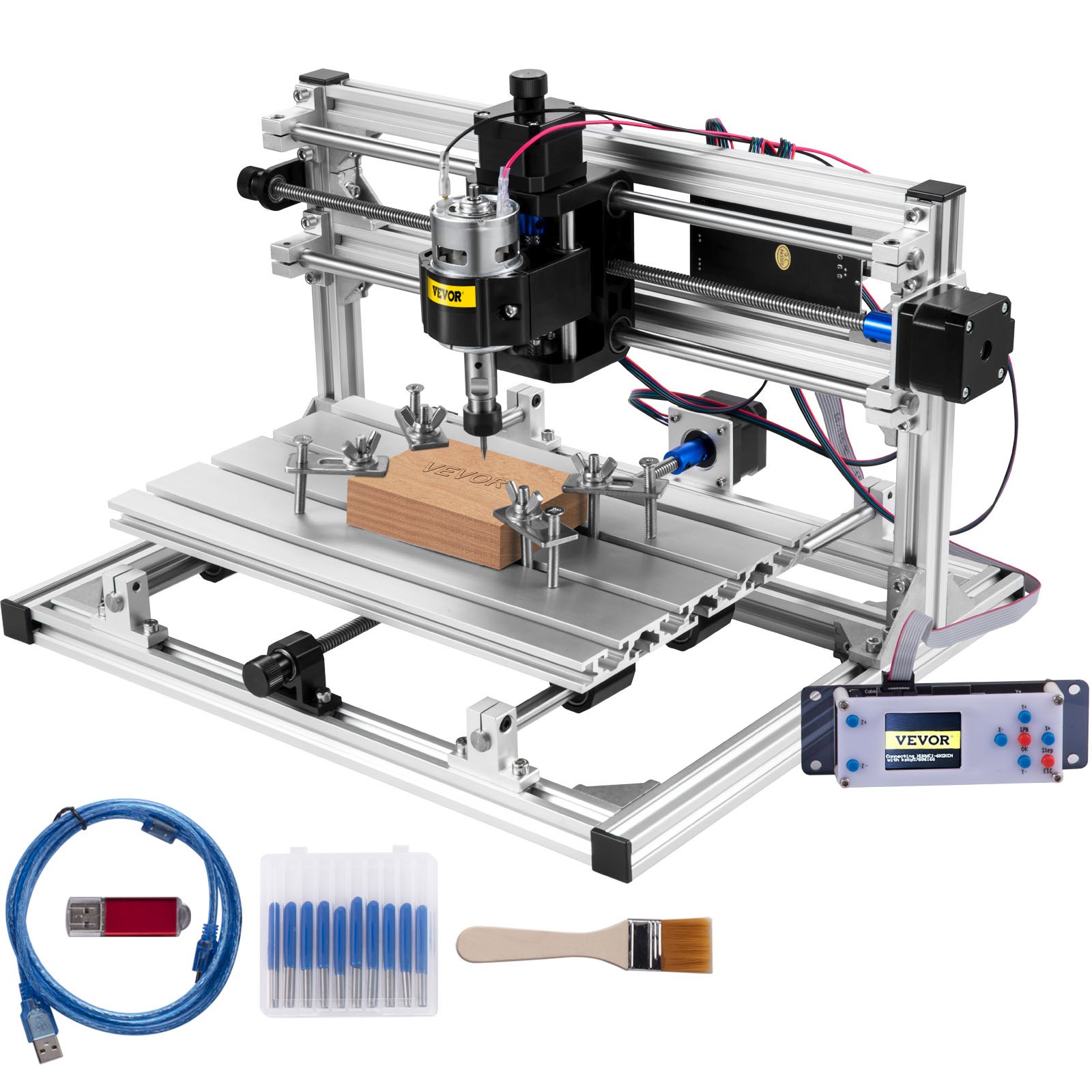VEVOR Fresadora Cnc Máquina de Grabado Laser de 3 Ejes Fresadora Kit de Enrutador Cnc Herramienta de Grabado de Bricolaje con Control