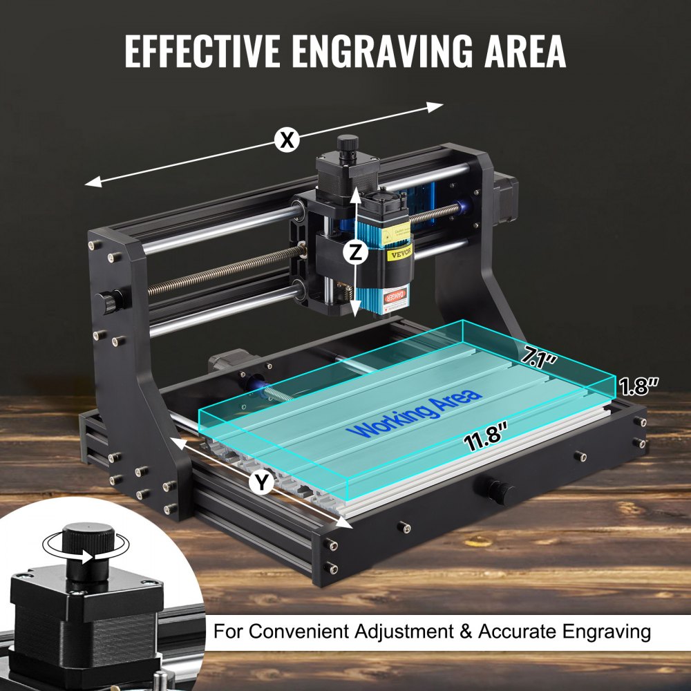 VEVOR Grabador Láser CNC 3018 Pro CNC 3018 10000U 15 W 3 Ejes Máquina de Grabado Control GRBL CNC Láser Grabador Láser Máquina CNC 3018 para Grabar Todo Tipo de Plásticos Aluminio
