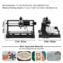 VEVOR Grabador Láser CNC 3018 Pro CNC 3018 10000U 15 W 3 Ejes Control GRBL CNC Máquina de Grabado Láser Grabador Láser Máquina CNC 3018 Grabado Láser para Grabar Todo Tipo de Plásticos Aluminio
