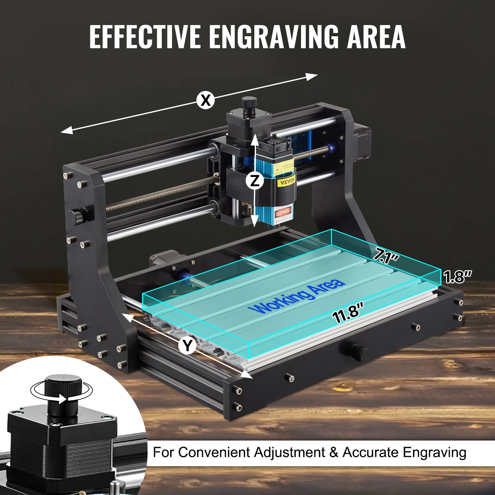 VEVOR Grabador Láser CNC 3018 Pro CNC 3018 10000U 15 W 3 Ejes Máquina de Grabado Control GRBL CNC Láser Grabador Láser Máquina CNC 3018 para Grabar Todo Tipo de Plásticos Aluminio