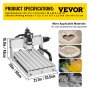VEVOR Grabado Laser Fresadora de grabado de 3 ejes Cnc 3040 Máquina de tallado Kit de enrutador Usb