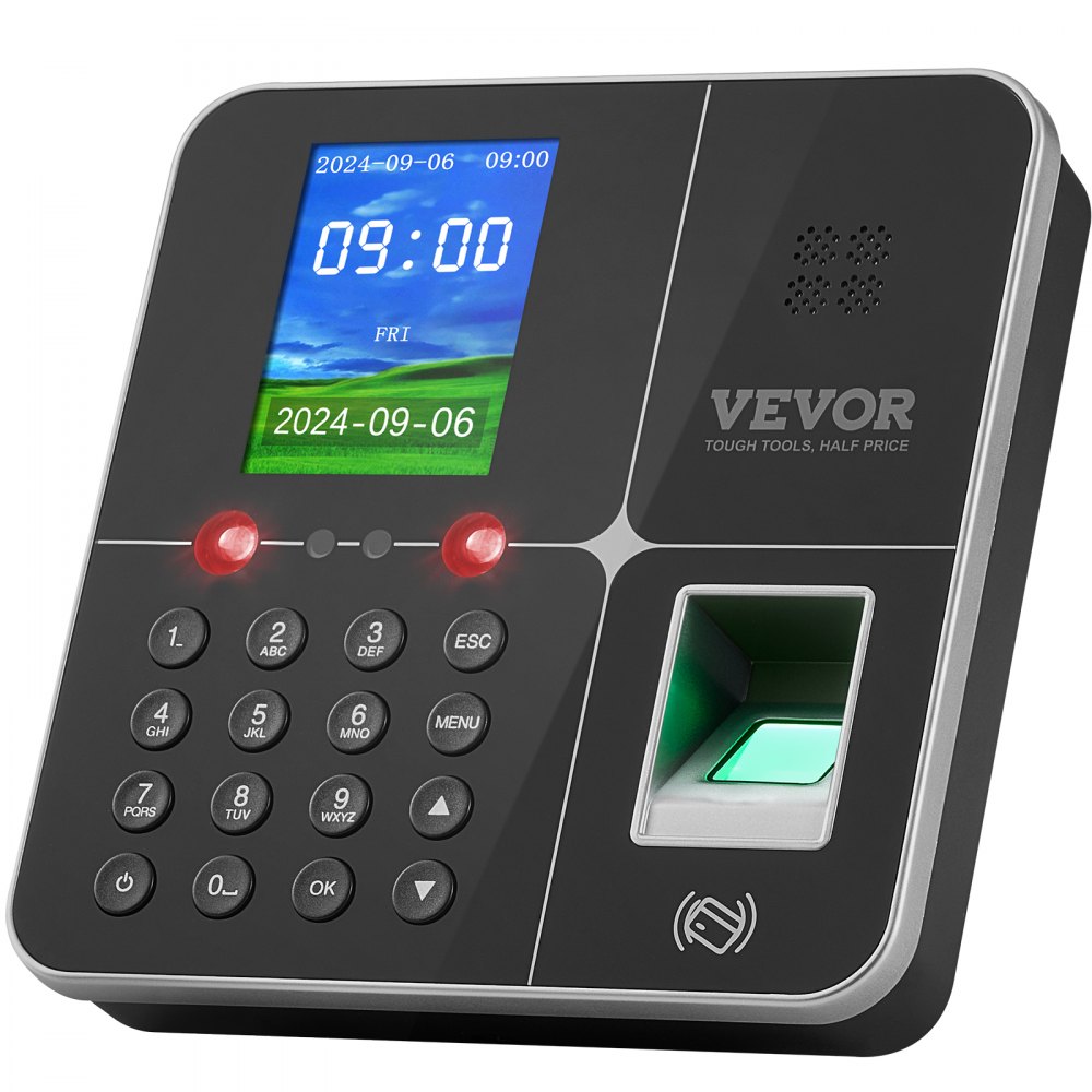 VEVOR Control Horario para Empleados Reloj de Fichar con Rostro, Huella Dactilar, Contraseña, Tarjeta RFID Reloj de Tiempo Biométrico Independiente Reloj de Registro de Tiempo 3000 Huellas Dactilares