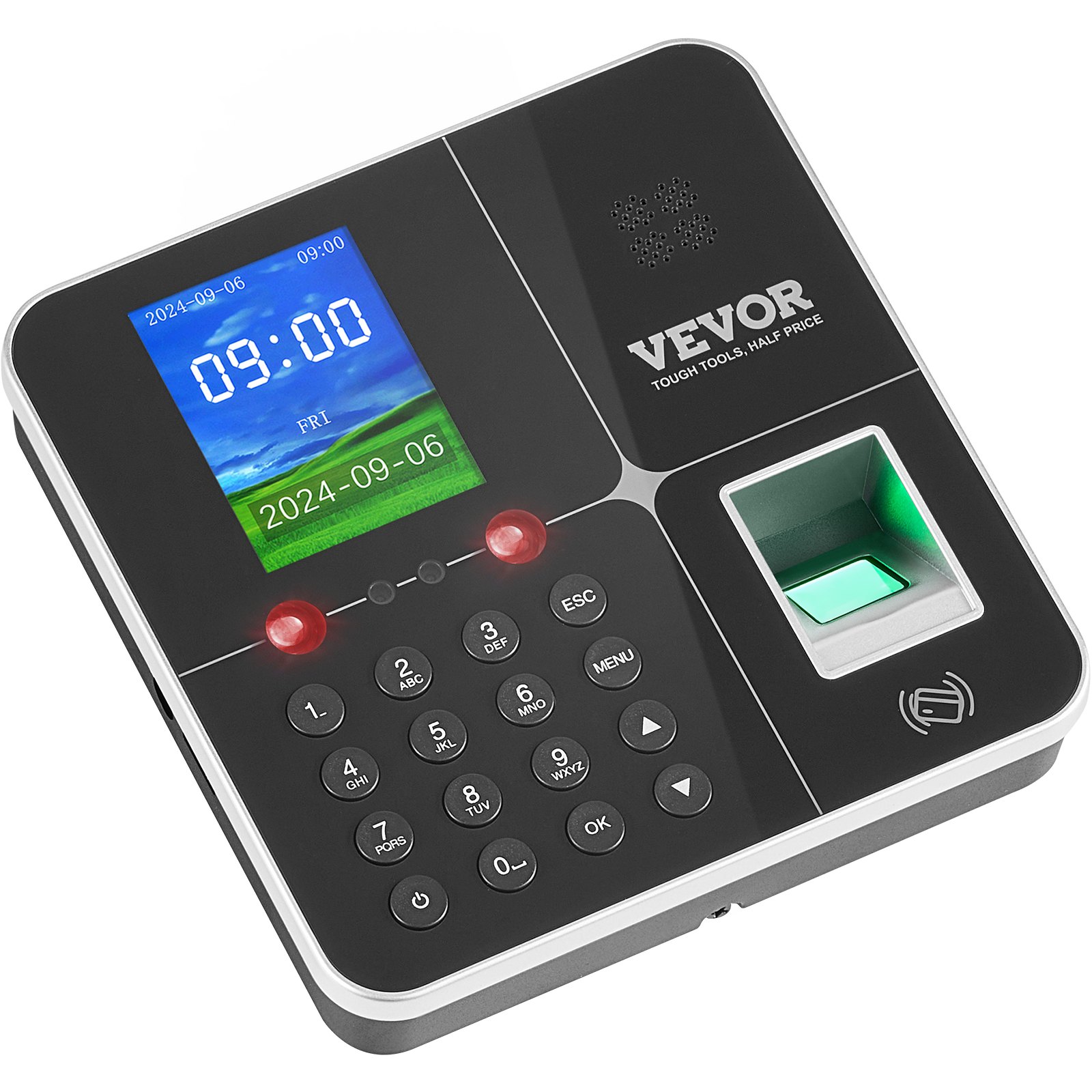 VEVOR Control Horario para Empleados Reloj de Fichar con Rostro, Huella Dactilar, Contraseña, Tarjeta RFID Reloj de Tiempo Biométrico Independiente Reloj de Registro de Tiempo 3000 Huellas Dactilares