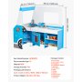VEVOR Ice Cream Truck for Children, over 20 accessories, wooden ice cream parlor with steering wheel and chalkboard, payment scanner and freezer, tap and sink, suitable for children aged 3-7 years, blue