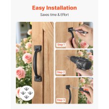 VEVOR Manija para Puerta Corrediza 152 mm Tirador para Puerta de Granero de Acero al Carbono Resistente Manija Metálica Negra de Forma Curva para Garaje, Cobertizo, Armario, Despensa, 4 Piezas