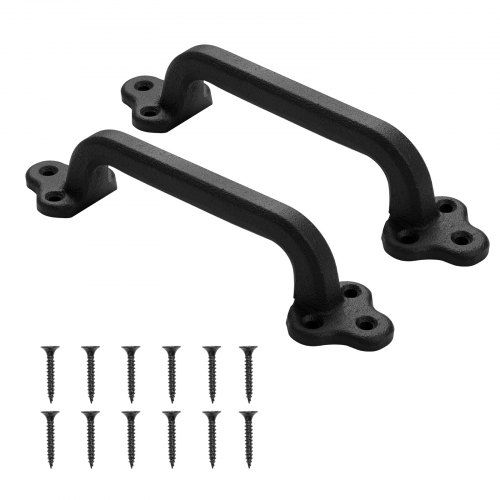 VEVOR Manija para Puerta Corrediza 231 mm Tirador para Puerta de Granero de Acero al Carbono Resistente para Exteriores Manija Metálica Negra para Garaje, Cobertizo, Armario, Despensa, 2 Piezas