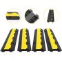 VEVOR Rampa de Protección de Cable 101x24,5x5 cm 4 Piezas 2 Vías Canaleta Pasacables de Suelo 3,2x3,1cm Protector de Cables de Caucho y PVC Capacidad de Carga 4,989kg Cubiertas de suelo para Cables Negro y Amarillo