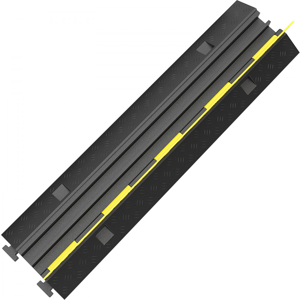 VEVOR Rampa de Protección de Cable 101x24,5x5 cm 5 Piezas 2 Vías Canaleta Pasacables de Suelo 3,2x3,1cm Protector de Cables Caucho y PVC Capacidad de Carga 4,989kg Cubiertas de suelo para Cables Negro y Amarillo