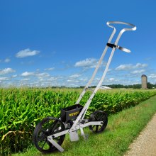 VEVOR Sembradora Manual Aluminio ABS Esparcidor de Semillas 1 Hilera Altura 78-84 cm Sembradora Manual Monofila con 6 Placas de Semillas Sembradora Manual de Precisión 2 Ruedas 5 cm 6 cm para Cultivo