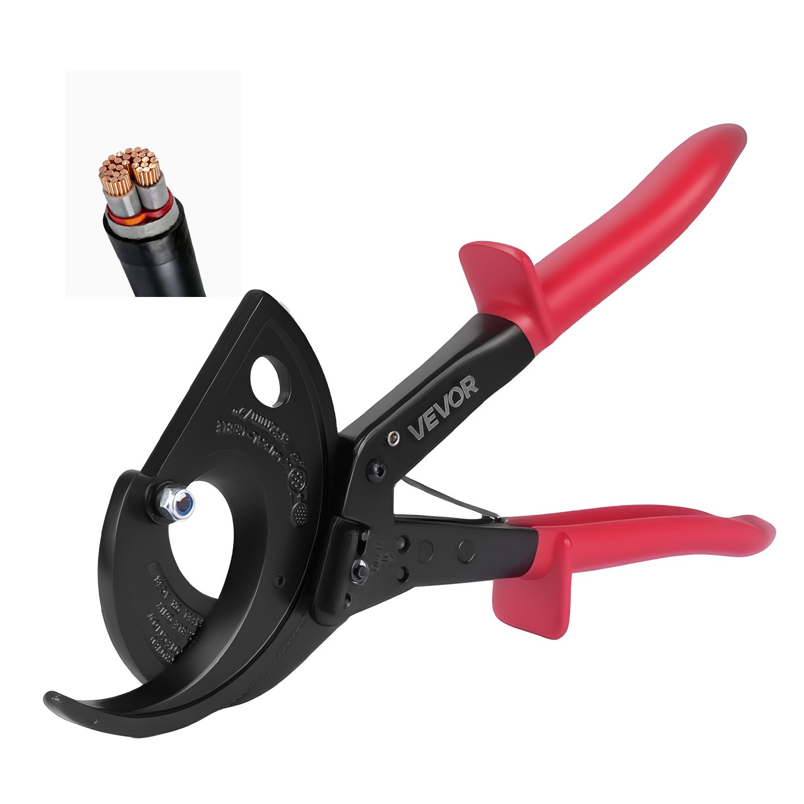 VEVOR Cortador de Cable de Trinquete, Cortador para Alambres de Cobre y Aluminio, Corte de hasta 400 mm², con Mangos Aislantes, Herramienta de Electricista para Construcción Renovación Eléctricas
