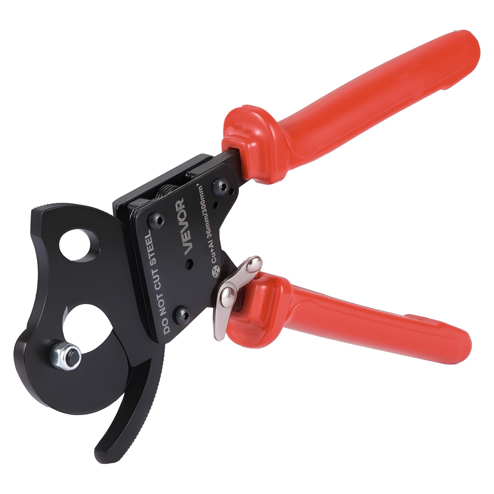 VEVOR Cortador de Cables de Trinquete 245 mm, Cortador de Alambres y Cables de Cobre-Aluminio 300 mm², Cortacables con Hojas de Acero con Mangos Recubiertos de PVC y Botón de Liberación Rápida
