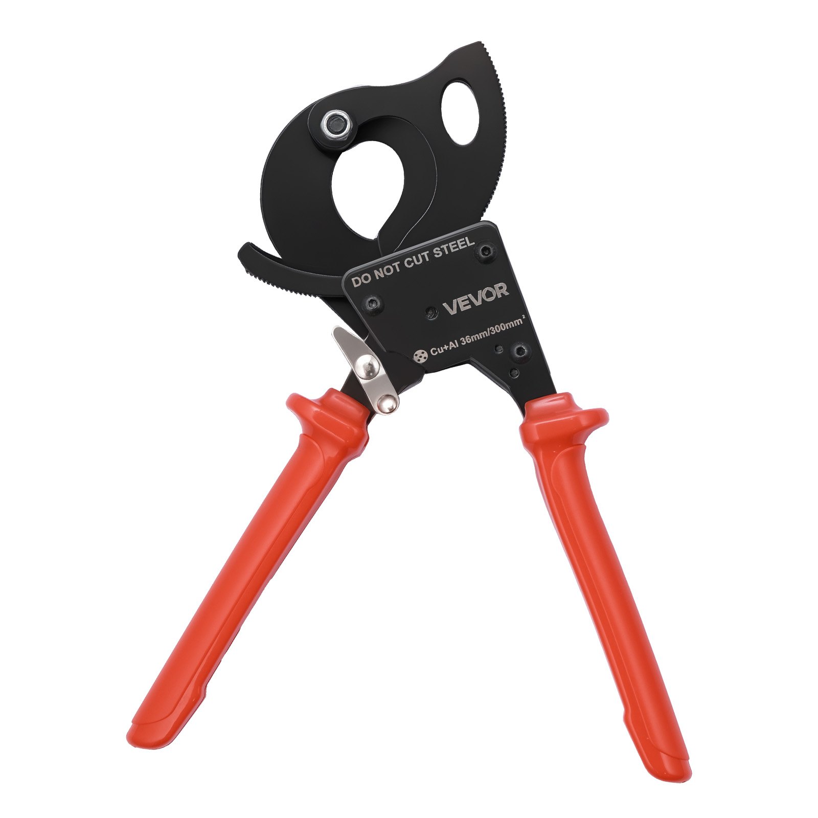 VEVOR Cortador de Cables de Trinquete 245 mm, Cortador de Alambres y Cables de Cobre-Aluminio 300 mm², Cortacables con Hojas de Acero con Mangos Recubiertos de PVC y Botón de Liberación Rápida