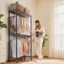 VEVOR Rolling Clothes Rack, Heavy Duty Clothing Garment Rack, 3 Adjustable Tiers Clothing Racks with Carbon Steel, 204 kg Load Capacity Closet Wardrobe for Bedroom, Clothing Store, Hallway