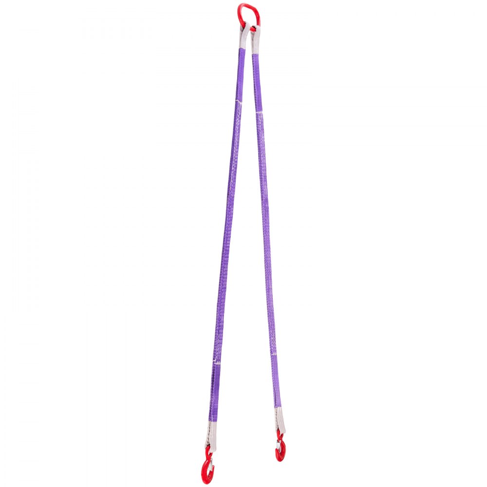 VEVOR Eslingas de Elevación, Eslingas de Poliéster de Doble Rama con Gancho, 2 T, 1,5 m de Longitud, Correa de Aparejo Resistente, para Motores, Grúas, Polipastos y Camiones, 1705 x 155 x 20 mm