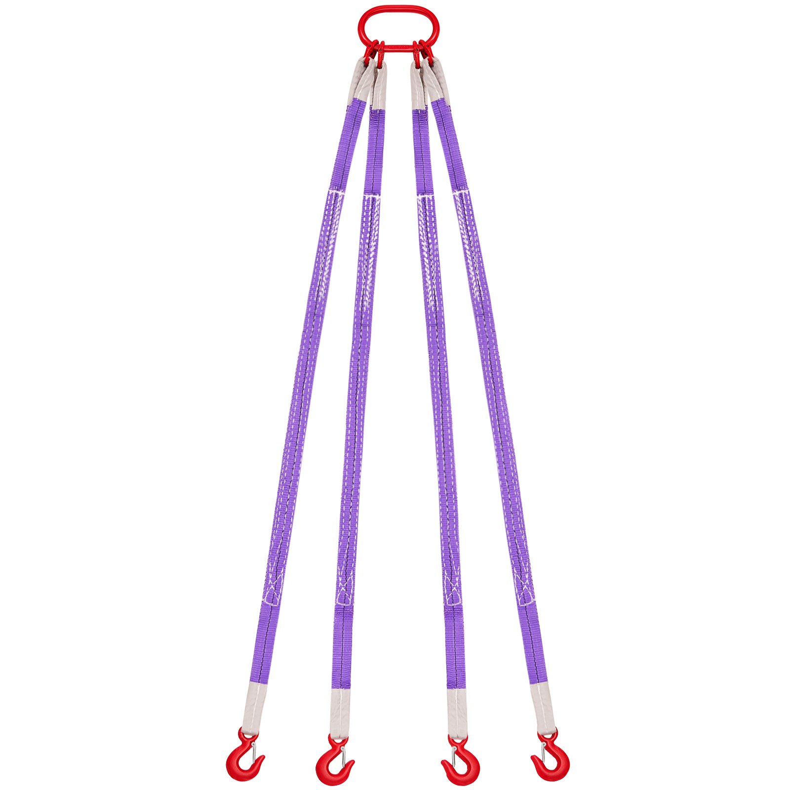 VEVOR Correas de Eslinga de Elevación de Poliéster, Cuatro Patas con Ganchos, Capacidad 3 T, Correa de Aparejo Resistente de 1,5 m, para Motores, Grúas, Polipastos y Camiones,1800 x 120 x 60 mm
