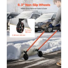 VEVOR Pala Quitanieves de 61 cm con Ruedas, Hoja Angular Bidireccional y Mango Ajustable de 90°, Pala de Metal para Invierno, Herramienta Portátil para Quitar Nieve en Carreteras y Jardines