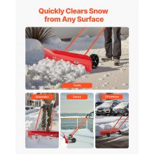 VEVOR Pala Quitanieves de 96 cm con Ruedas, Hoja Angular Bidireccional y Mango Ajustable de 90°, Pala de Plástico para Invierno, Herramienta Portátil para Quitar Nieve en Carreteras y Jardines