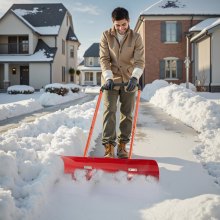 VEVOR Pala Quitanieves de 96 cm con Ruedas, Hoja Angular Bidireccional y Mango Ajustable de 90°, Pala de Plástico para Invierno, Herramienta Portátil para Quitar Nieve en Carreteras y Jardines