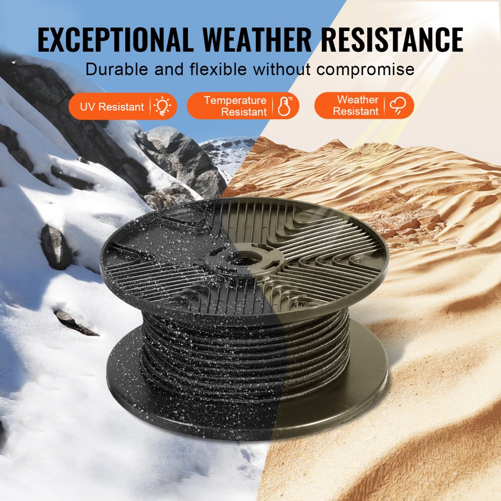 VEVOR Cuerda elástica de 3/8 pulgadas, carrete de 120 pies/36 m, correas elásticas resistentes, cuerda elástica 100 % elástica para carga, lonas, acampada, kayak y manualidades, color negro
