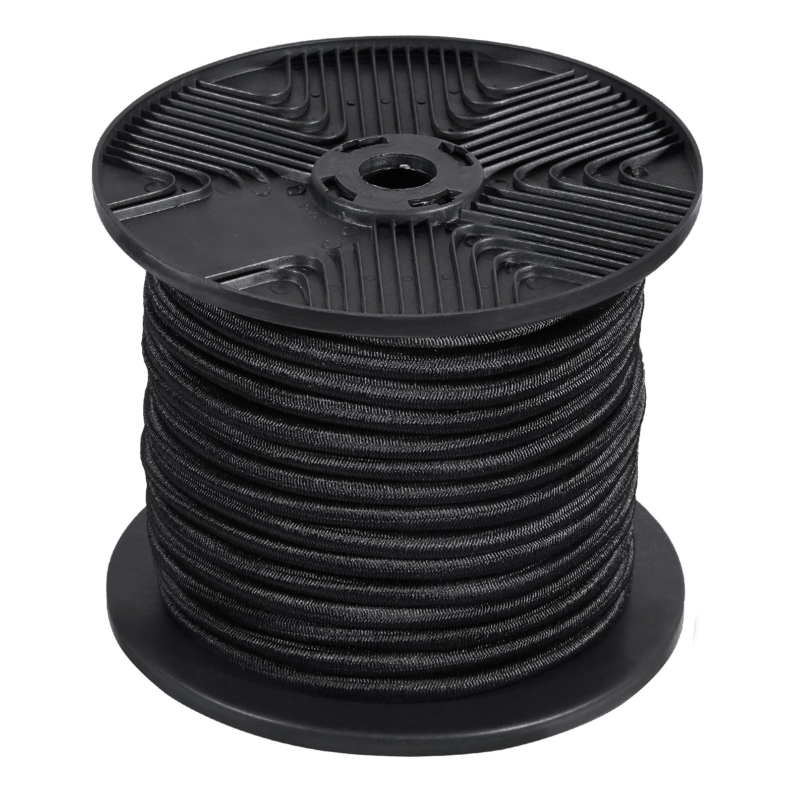 VEVOR Cuerda elástica de 1/4 de pulgada, carrete de 120 pies/36 m, correas elásticas resistentes, cuerda elástica 100 % elástica para carga, lonas, acampada, cubierta de kayak y manualidades, color negro