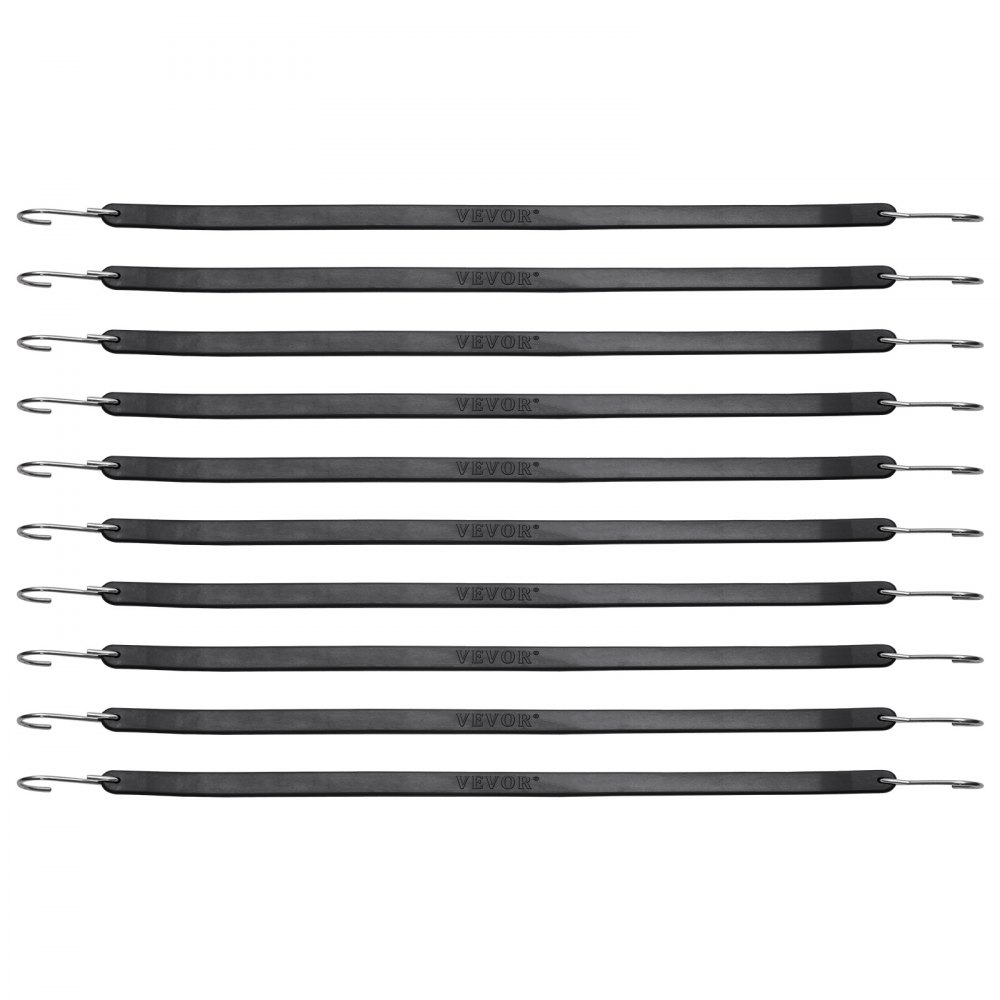 VEVOR 50 PCS Cuerda Elástica Plana de 19,8 mm Correas Elásticas Resistentes con Ganchos en Forma de S de Acero Cuerda Elástica de 53 cm de Largo para Carga, Camiones y Tiendas de Campaña, Negro