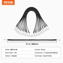 VEVOR 50 PCS Cuerda Elástica Plana de 80 cm de Largo con Gancho en Forma de S