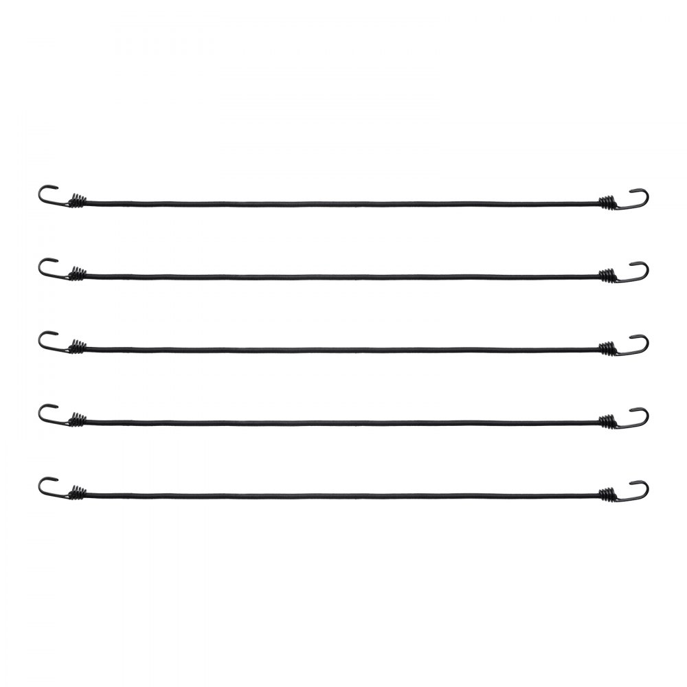 VEVOR - Juego de 12 cuerdas elásticas con ganchos de acero A3, correas elásticas resistentes de 32 pulgadas, cuerdas elásticas de 8 mm para acampar, lonas, motocicletas, camiones y tiendas de campaña, color negro