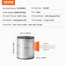 VEVOR Cinta de Tracción de Poliéster, Cuerda Plana de Cinta de Mula de 96,9 m x 1,6 cm, Capacidad de Tracción de 2200 lbf, Cinta de Tracción de Cable Impresa para Embalaje, Jardinería, Electricidad