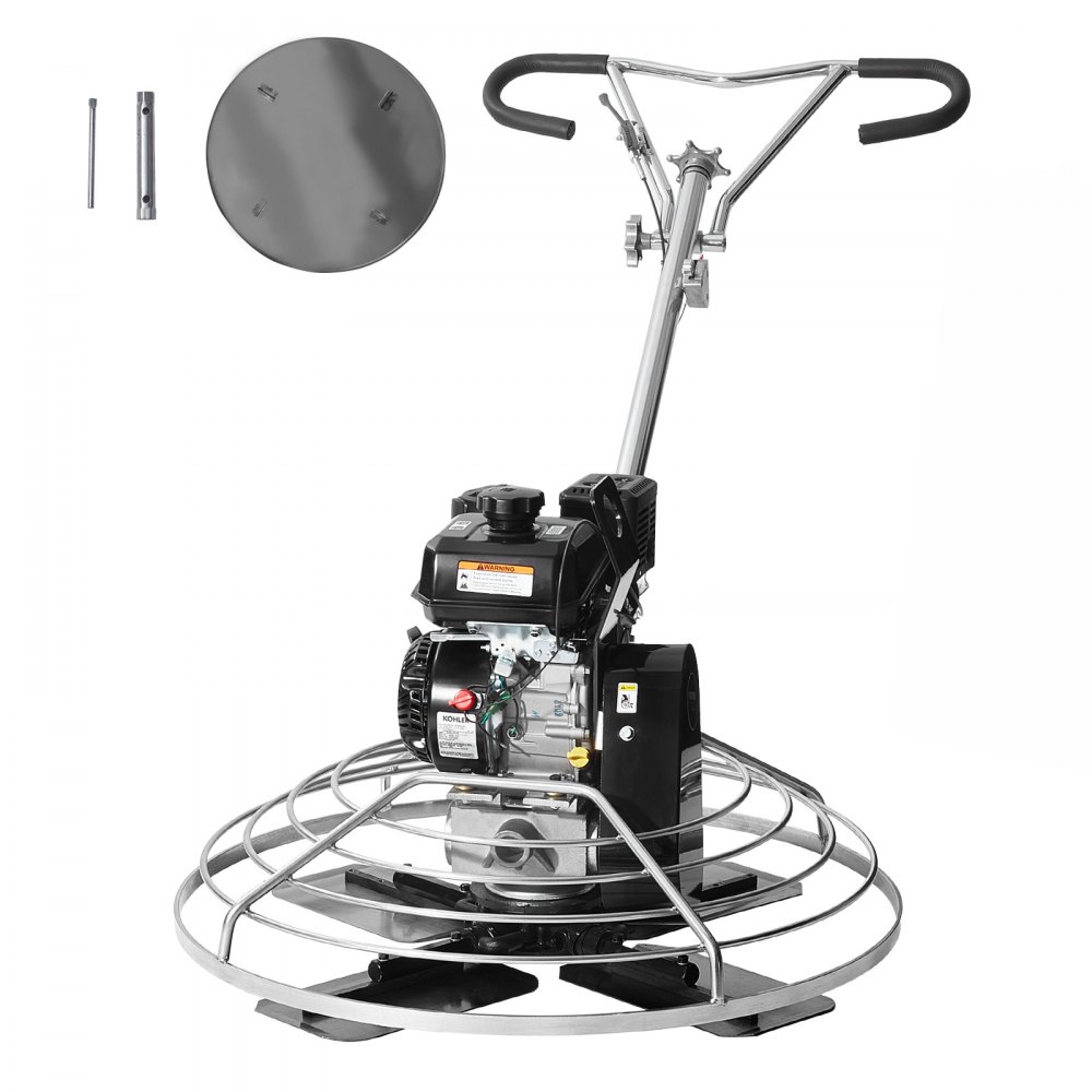VEVOR Máquina Alisadora de Cemento 965 mm 6 HP Paleta Eléctrica de Cemento a Gasolina Resistente con Plataforma Flotante Hoja de Paleta para Superficie de Concreto Lisa, Cemento de Concreto