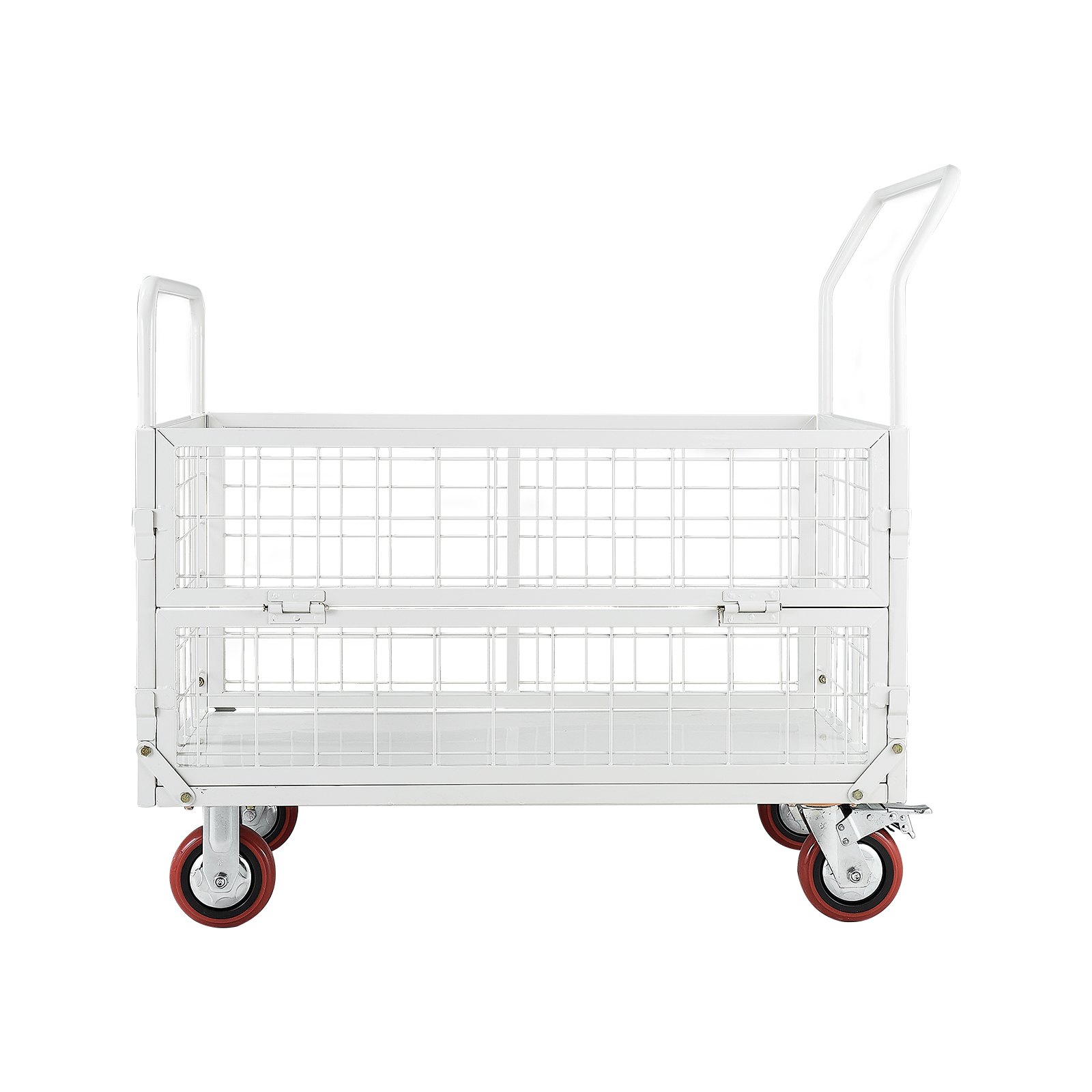 VEVOR Carro Plataforma Plegable con Jaula 1130 x 675 mm, Carretilla de Transporte Carga de 907,18 kg, Carrito Portaequipajes con Ruedas de PU de 150 mm, para Tareas Domésticas, Almacén, Mudanza