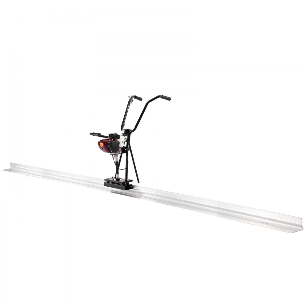 VEVOR Regla de Hormigón, Juego de Barras de Borde Recto para Tablero de Aluminio de 3,6 m, Motor Vibratorio de 4 Tiempos, con Manijas de Altura Ajustable 360°, 6500 RPM, 3360 x 670 x 1060 mm