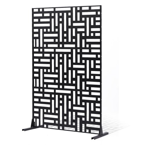 VEVOR Mampara de Privacidad de Metal de 120 x 50,8 x 193 cm con Soporte, Mamparas y Paneles de Privacidad Independiente para Exteriores de 3 Paneles para Jardín, Balcón, Patio, Habitación, Negro