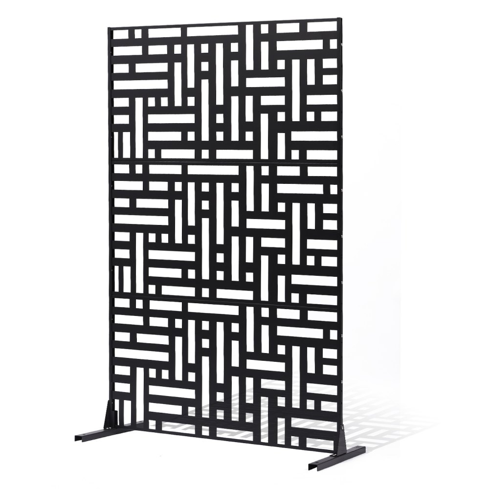 VEVOR Mampara de Privacidad de Metal de 120 x 50,8 x 193 cm con Soporte, Mamparas y Paneles de Privacidad Independiente para Exteriores de 3 Paneles para Jardín, Balcón, Patio, Habitación, Negro