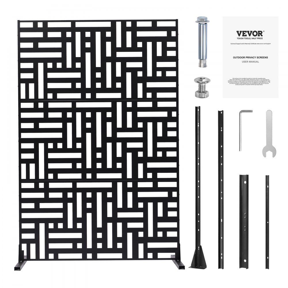 VEVOR Mampara de Privacidad de Metal de 120 x 50,8 x 193 cm con Soporte, Mamparas y Paneles de Privacidad Independiente para Exteriores de 3 Paneles para Jardín, Balcón, Patio, Habitación, Negro
