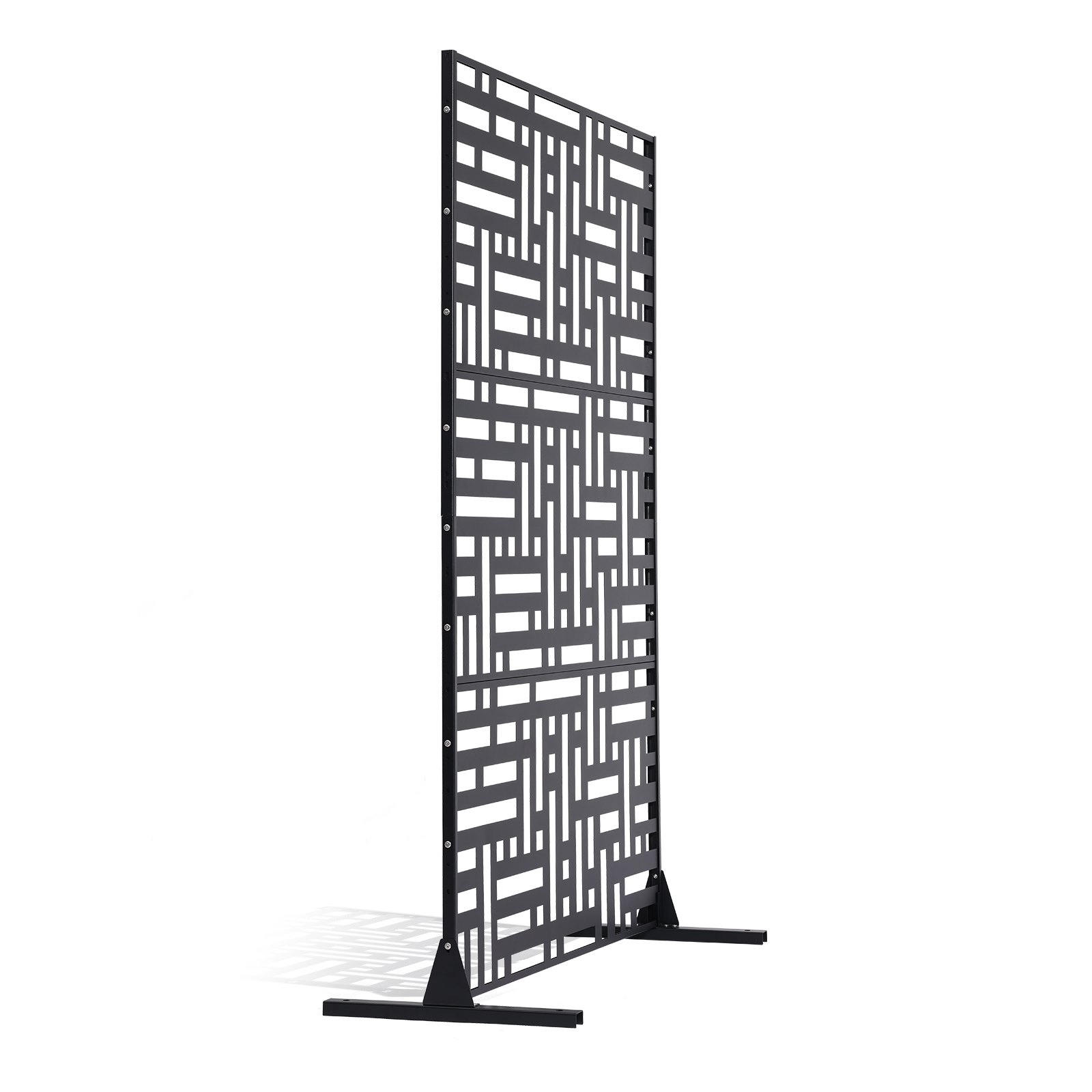 VEVOR Mampara de Privacidad de Metal de 120 x 50,8 x 193 cm con Soporte, Mamparas y Paneles de Privacidad Independiente para Exteriores de 3 Paneles para Jardín, Balcón, Patio, Habitación, Negro