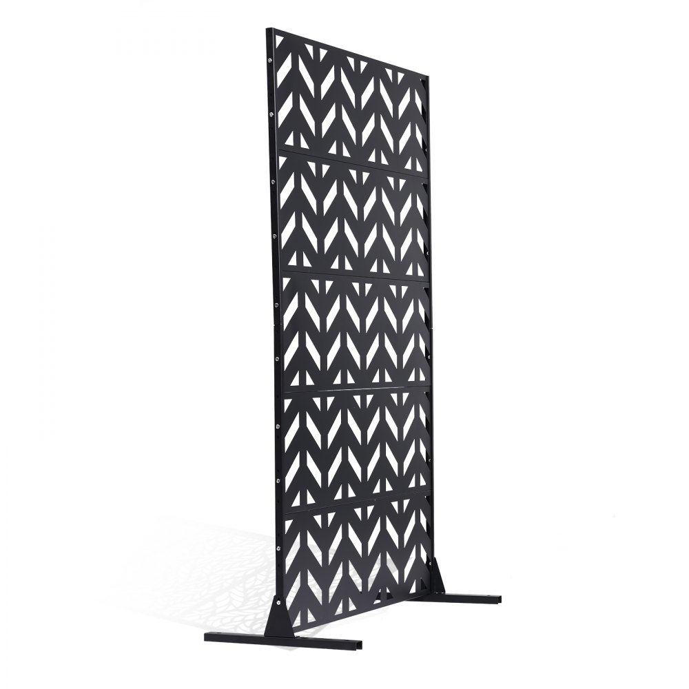 VEVOR Mampara de Privacidad de Metal de 120 x 50,8 x 183 cm con Soporte, Mamparas y Paneles de Privacidad Independiente para Exteriores de 5 Paneles para Jardín, Balcón, Patio, Habitación, Negro