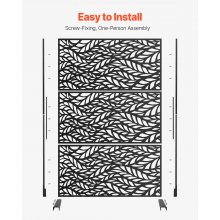 VEVOR Mampara de Privacidad 3 Paneles  de 120 x 50,8 x 183 cm con Soporte, Negro