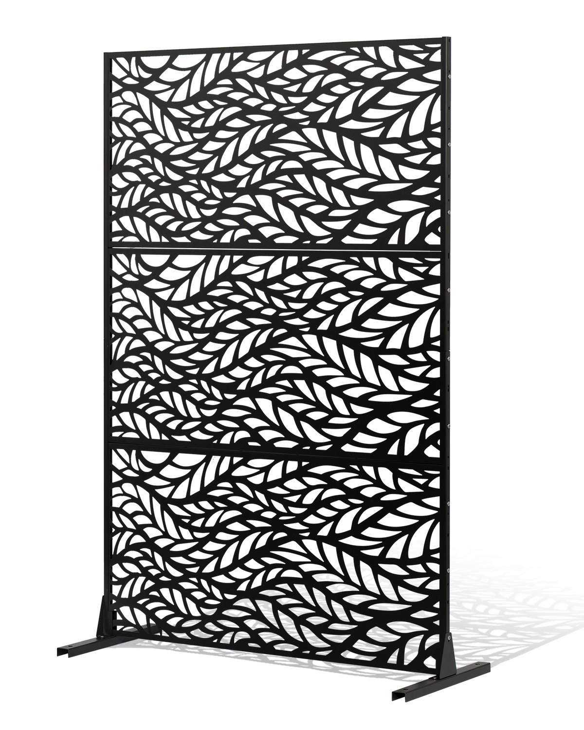 VEVOR Mampara de Privacidad de Metal de 120 x 50,8 x 183 cm con Soporte, Mamparas y Paneles de Privacidad Independiente para Exteriores de 3 Paneles para Jardín, Balcón, Patio, Habitación, Negro