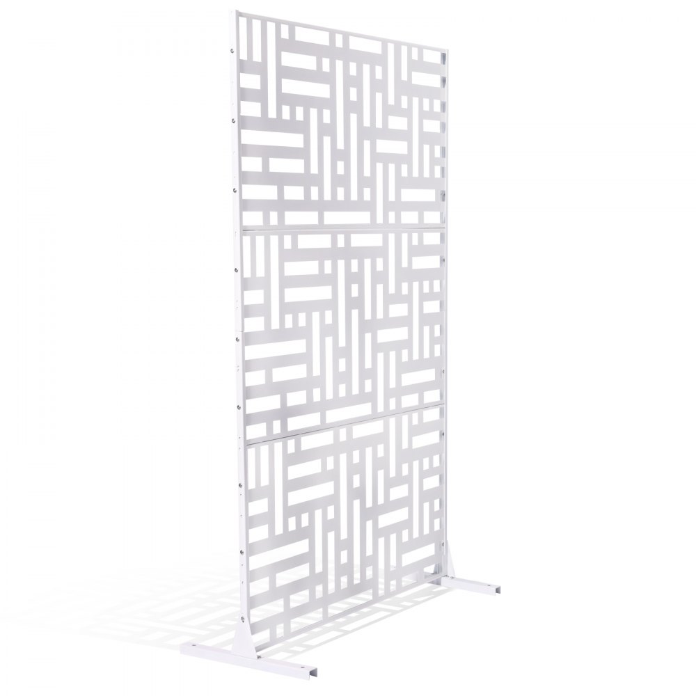 VEVOR Mampara de Privacidad de Metal de 120 x 50,8 x 193 cm con Soporte, Mamparas y Paneles de Privacidad Independiente para Exteriores de 3 Paneles para Jardín, Balcón, Patio, Habitación, Blanco