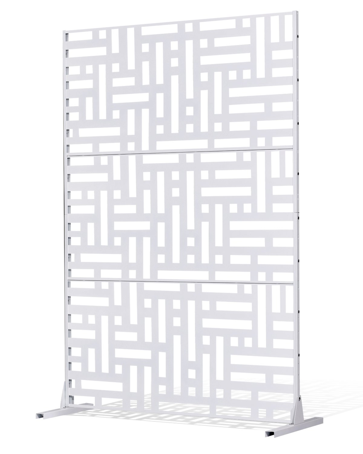 VEVOR Mampara de Privacidad de Metal de 120 x 50,8 x 193 cm con Soporte, Mamparas y Paneles de Privacidad Independiente para Exteriores de 3 Paneles para Jardín, Balcón, Patio, Habitación, Blanco
