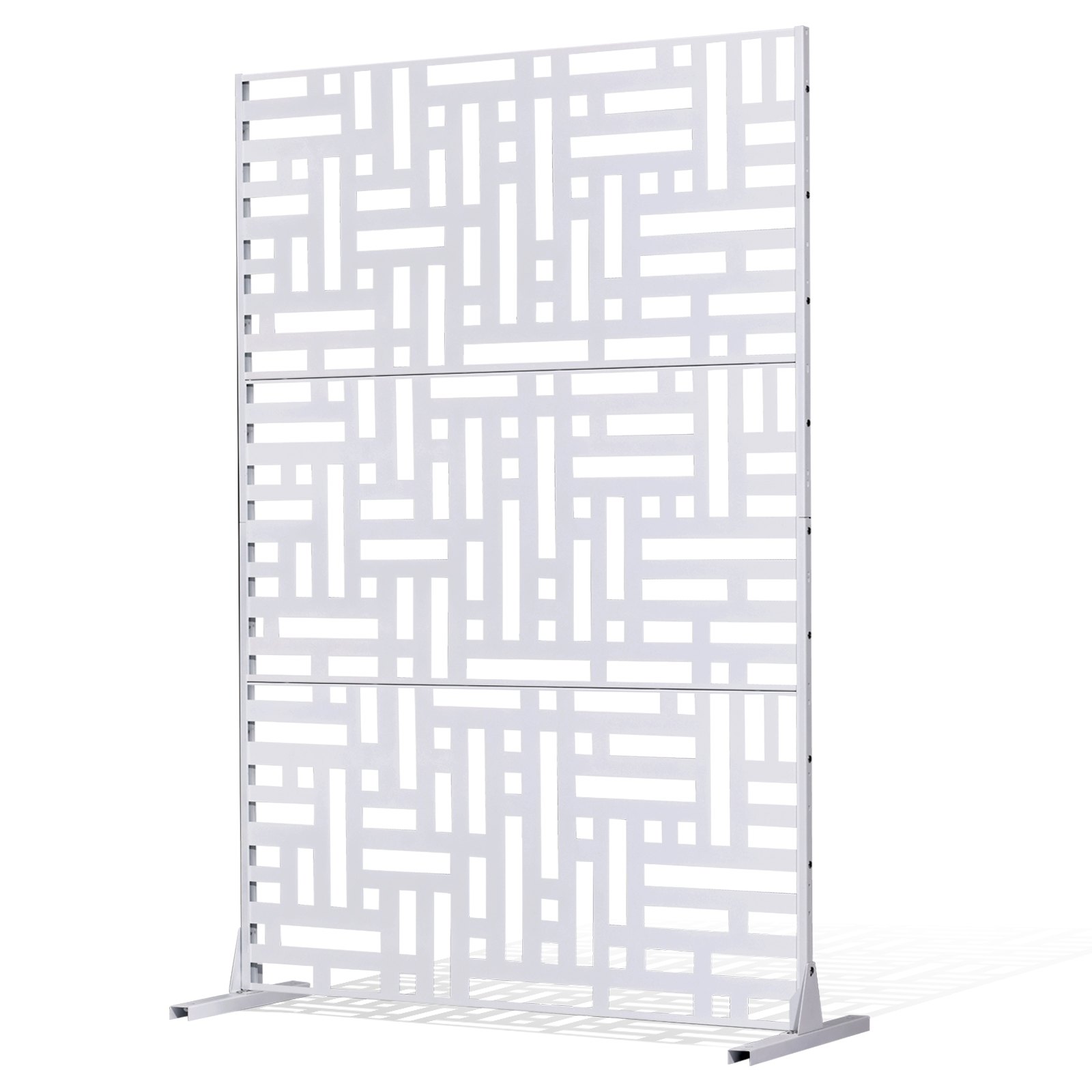 VEVOR Mampara de Privacidad de Metal de 120 x 50,8 x 193 cm con Soporte, Mamparas y Paneles de Privacidad Independiente para Exteriores de 3 Paneles para Jardín, Balcón, Patio, Habitación, Blanco