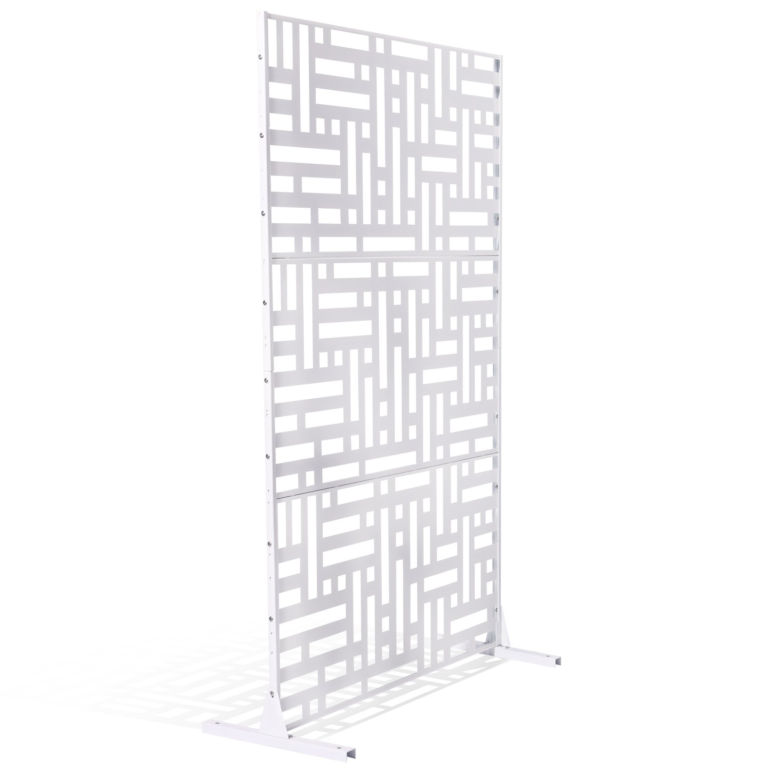 VEVOR Mampara de Privacidad de Metal de 120 x 50,8 x 193 cm con Soporte, Mamparas y Paneles de Privacidad Independiente para Exteriores de 3 Paneles para Jardín, Balcón, Patio, Habitación, Blanco
