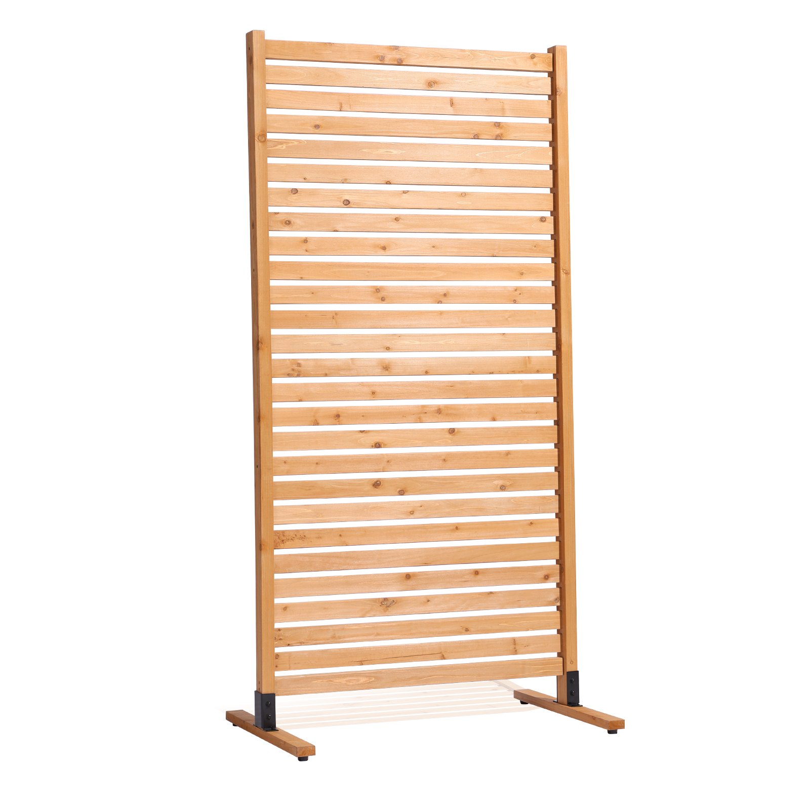 VEVOR Biombo de Madera de 91 x 6,3 x 187 cm, Biombo de Madera Independiente con Soporte, Mampara Decorativa para Patio, Divisor para Exteriores para Balcón, Patio, Césped y Jardín, Color Madera